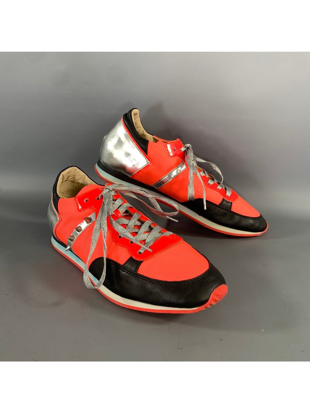 RUTHIE DAVIS Size 9 Orange Black & Silver Color Block Nylon Lace Sneakers